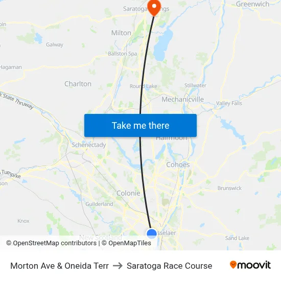 Morton Ave & Oneida Terr to Saratoga Race Course map