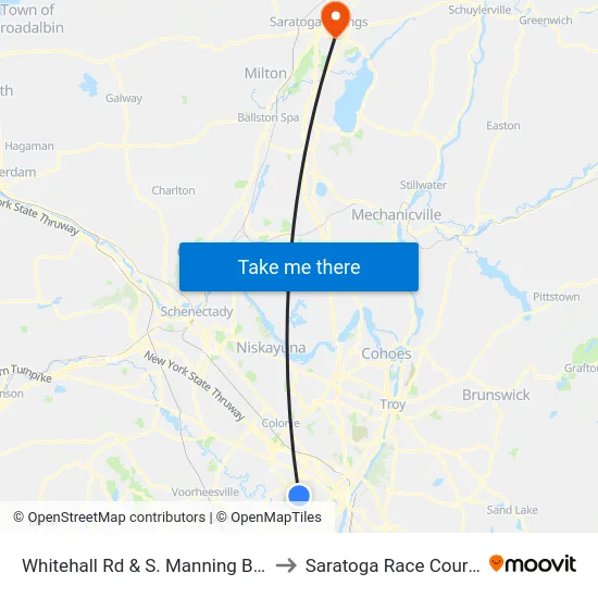 Whitehall Rd & S. Manning Blvd to Saratoga Race Course map