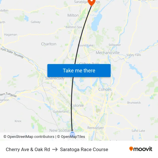 Cherry Ave & Oak Rd to Saratoga Race Course map
