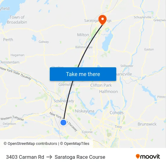 3403 Carman Rd to Saratoga Race Course map