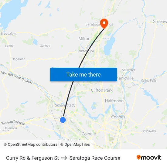 Curry Rd & Ferguson St to Saratoga Race Course map