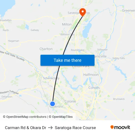 Carman Rd & Okara Dr to Saratoga Race Course map