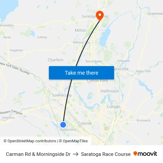 Carman Rd & Morningside Dr to Saratoga Race Course map