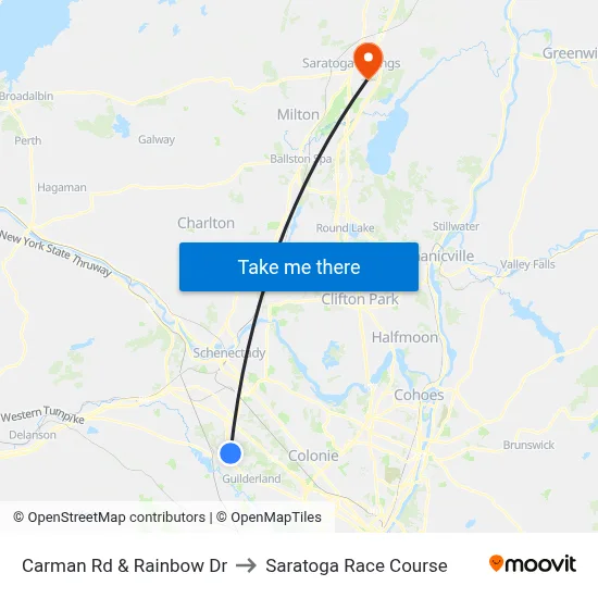 Carman Rd & Rainbow Dr to Saratoga Race Course map