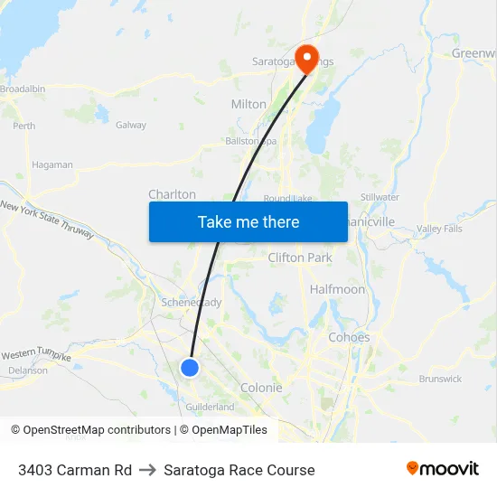3403 Carman Rd to Saratoga Race Course map
