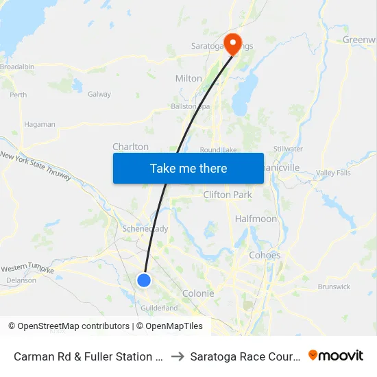 Carman Rd & Fuller Station Rd to Saratoga Race Course map