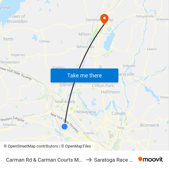 Carman Rd & Carman Courts Mobile Park to Saratoga Race Course map