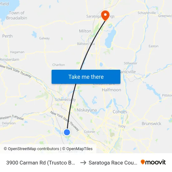 3900 Carman Rd (Trustco Bank) to Saratoga Race Course map