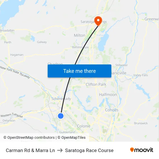 Carman Rd & Marra Ln to Saratoga Race Course map