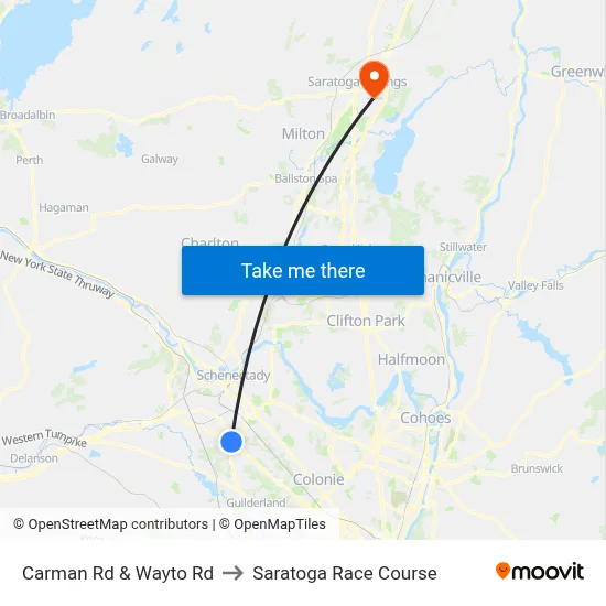 Carman Rd & Wayto Rd to Saratoga Race Course map