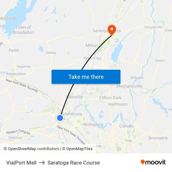 Via|Port Mall to Saratoga Race Course map