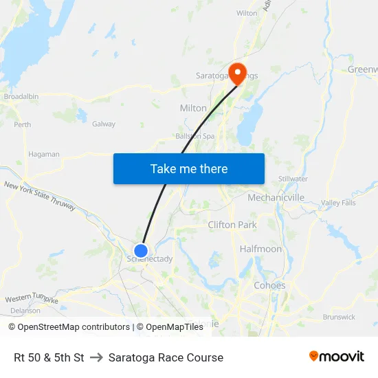 Rt 50  & 5th St to Saratoga Race Course map