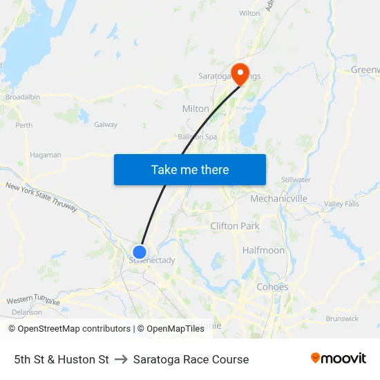 5th St & Huston St to Saratoga Race Course map
