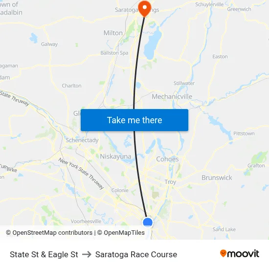 State St & Eagle St to Saratoga Race Course map