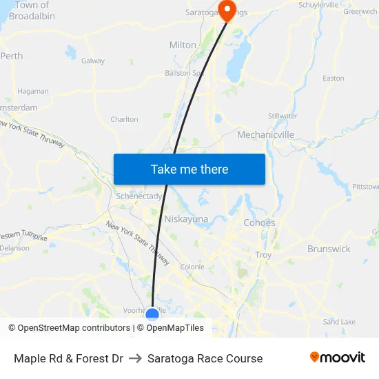 Maple Rd & Forest Dr to Saratoga Race Course map