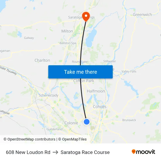 608 New Loudon Rd to Saratoga Race Course map
