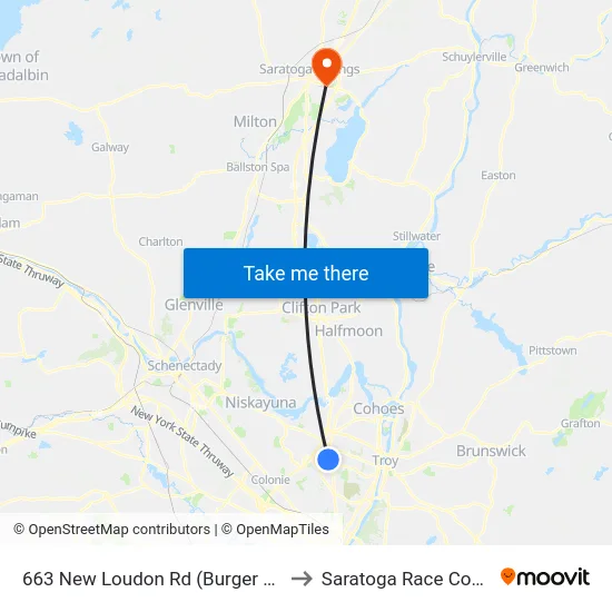 663 New Loudon Rd (Burger King) to Saratoga Race Course map
