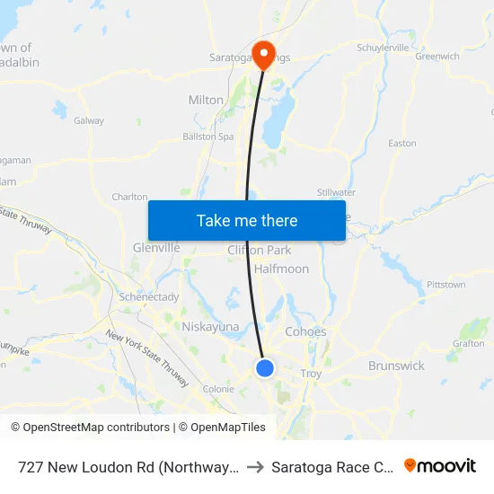 727 New Loudon Rd (Northway Toyota) to Saratoga Race Course map