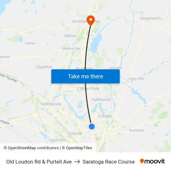 Old Loudon Rd & Purtell Ave to Saratoga Race Course map
