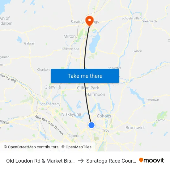 Old Loudon Rd & Market Bistro to Saratoga Race Course map
