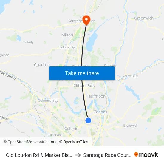Old Loudon Rd & Market Bistro to Saratoga Race Course map