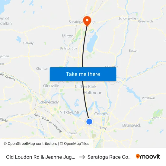 Old Loudon Rd & Jeanne Jugan Ln to Saratoga Race Course map