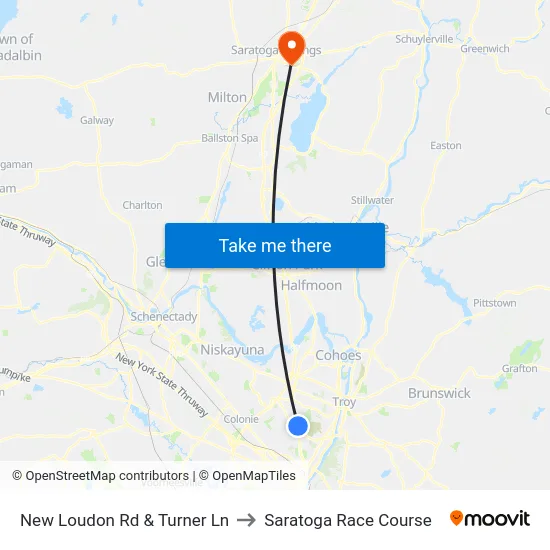 New Loudon Rd & Turner Ln to Saratoga Race Course map