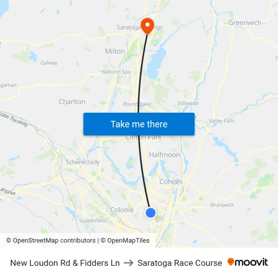 New Loudon Rd & Fidders Ln to Saratoga Race Course map