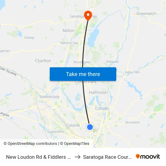 New Loudon Rd & Fiddlers Ln to Saratoga Race Course map
