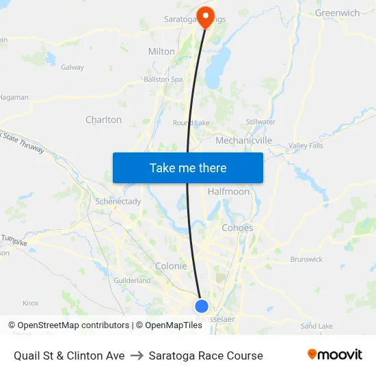 Quail St & Clinton Ave to Saratoga Race Course map
