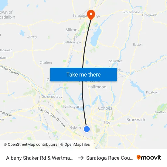 Albany Shaker Rd & Wertman Ln to Saratoga Race Course map