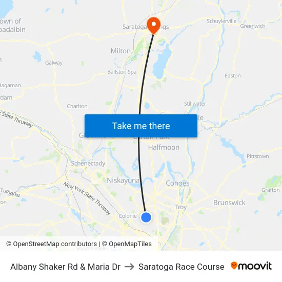 Albany Shaker Rd & Maria Dr to Saratoga Race Course map