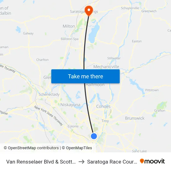 Van Rensselaer Blvd & Scott Dr to Saratoga Race Course map