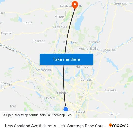 New Scotland Ave & Hurst Ave to Saratoga Race Course map