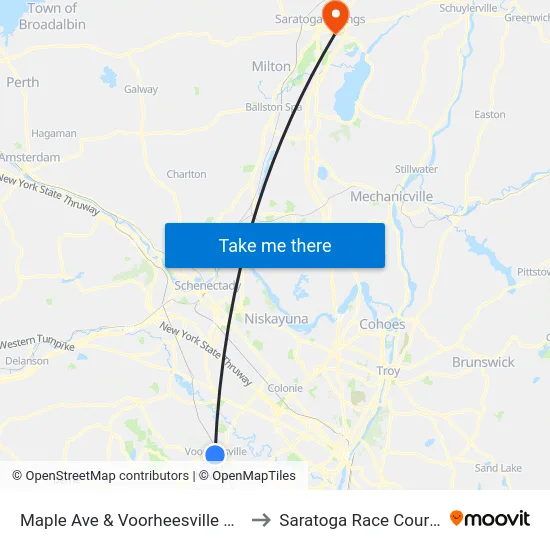 Maple Ave & Voorheesville Ave to Saratoga Race Course map