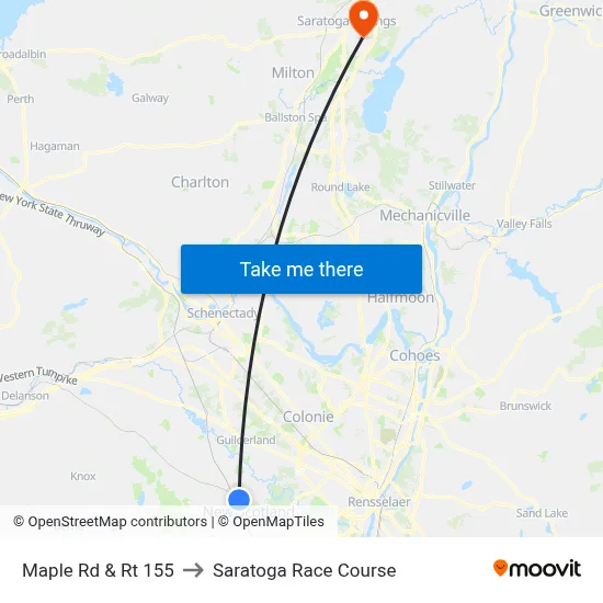 Maple Rd & Rt 155 to Saratoga Race Course map