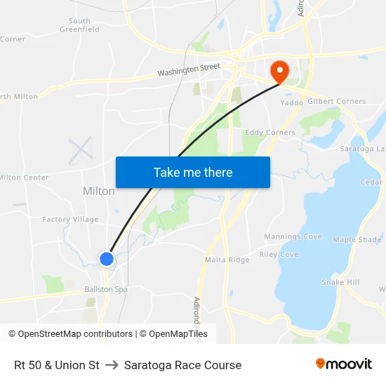 Rt 50 & Union St to Saratoga Race Course map