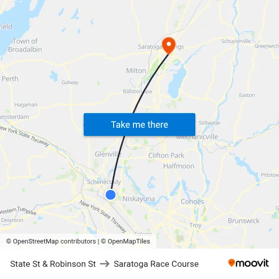 State St & Robinson St to Saratoga Race Course map