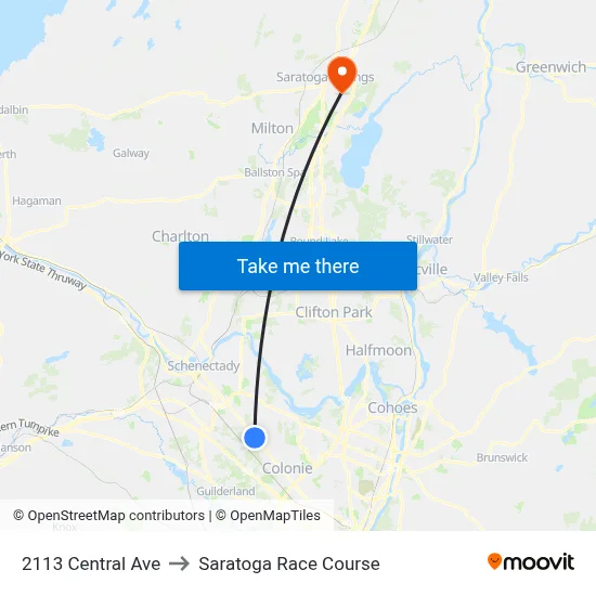 2113 Central Ave to Saratoga Race Course map