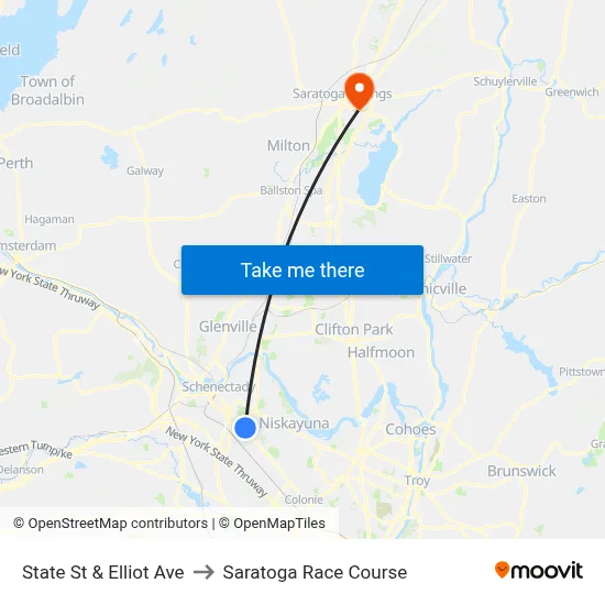 State St & Elliot Ave to Saratoga Race Course map