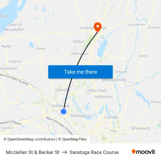 Mcclellan St & Becker St to Saratoga Race Course map