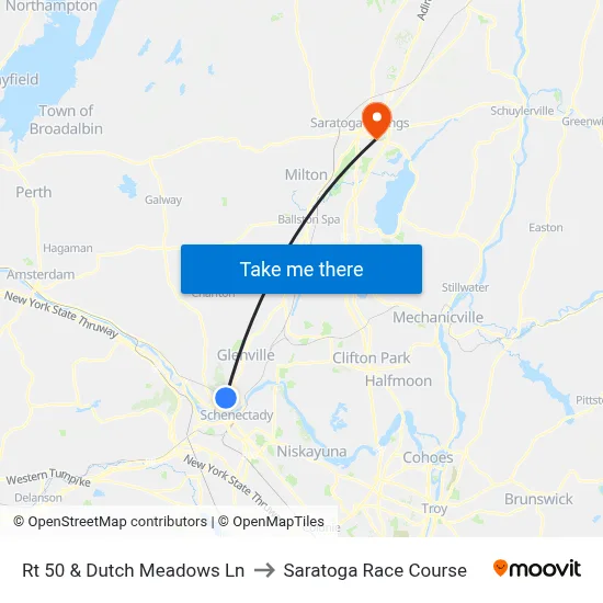 Rt 50 & Dutch Meadows Ln to Saratoga Race Course map
