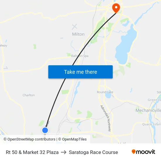Rt 50 & Market 32 Plaza to Saratoga Race Course map