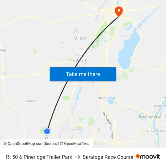 Rt 50 & Pineridge Trailer Park to Saratoga Race Course map