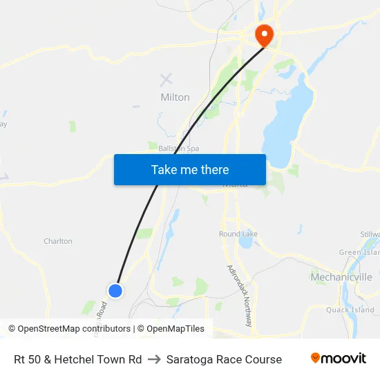 Rt 50 & Hetchel Town Rd to Saratoga Race Course map