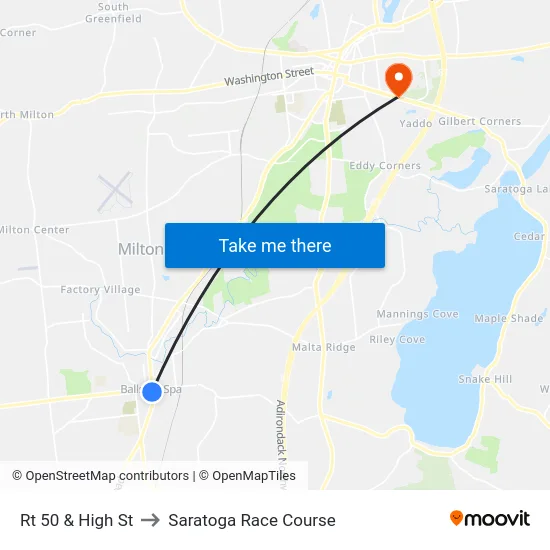 Rt 50 & High St to Saratoga Race Course map