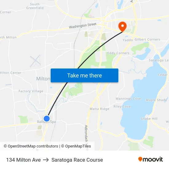 134 Milton Ave to Saratoga Race Course map