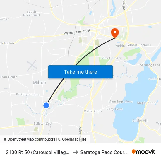 2100 Rt 50 (Carousel Village) to Saratoga Race Course map