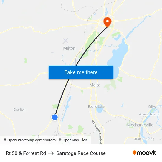 Rt 50 & Forrest Rd to Saratoga Race Course map