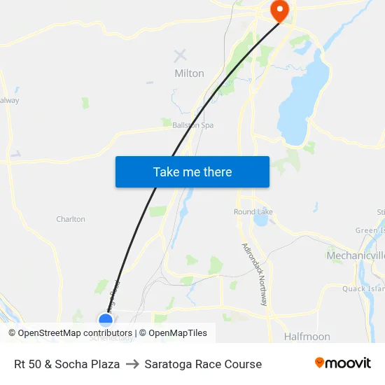 Rt 50 & Socha Plaza to Saratoga Race Course map